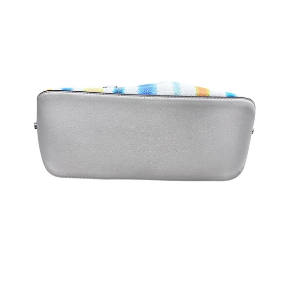 Calvin Klein Womens Striped Dome Satchel Handbag With Zipper Closure - Picture 5 of 9